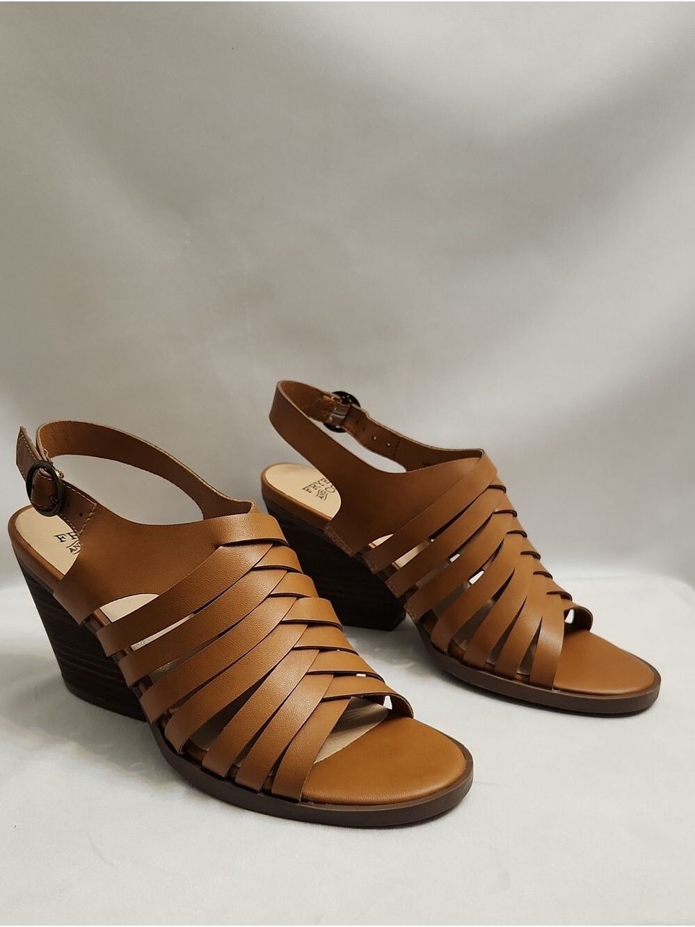 Frye And Co. Galia Brown Strappy Slingback Block Heel Summer Sandals (W Size 6) - Picture 2 of 12